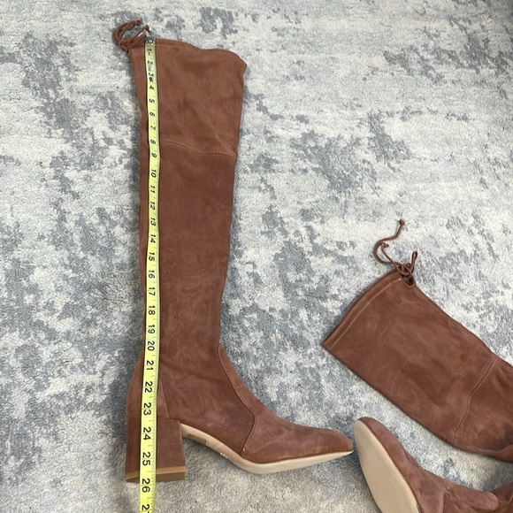 SOLD - New Stuart Weitzman Flareland Suede Over The Knee Boots Tan Sz 8 - Picture 11 of 14